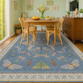 6x9 Blue Floral Rug for Dining Room Table by HazoHaus