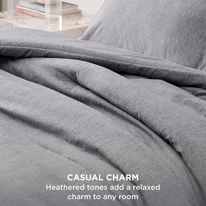 Bedsure Full Comforter Set - Dark Grey Soft Bedding for All Seasons, Cationic Dyed Bed Set, 3 Pieces, 1 Full Size Comforter (82"x86") and 2 Pillow Shams (20"x26"+2")