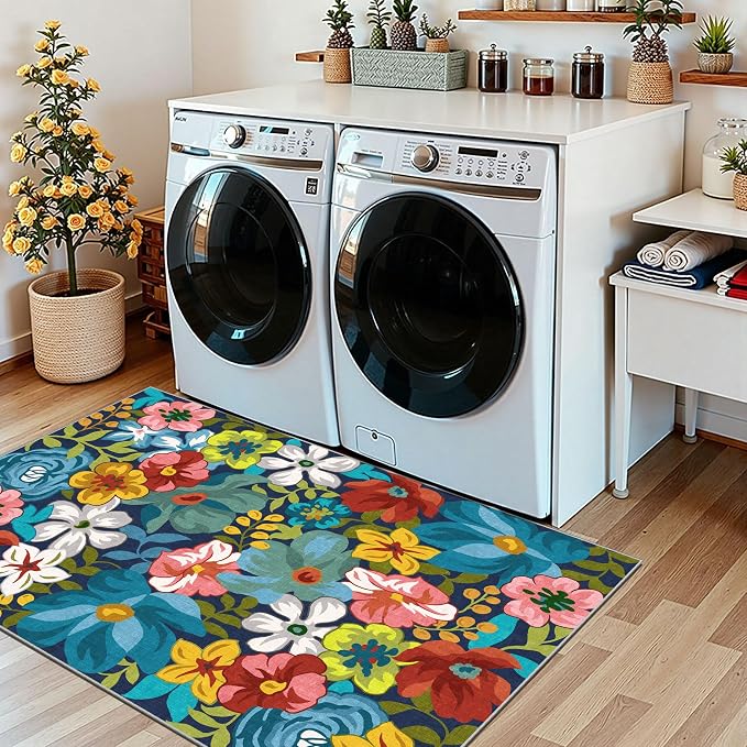3x5 Flower Entry Rug, Washable Indoor Outdoor Mats - Image 9