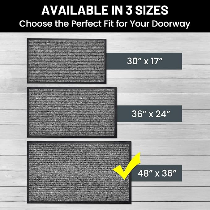 Front Door Mat, Indoor Outdoor Welcome Muddy Doormat, 48x36 Battleship Gray | - Image 5