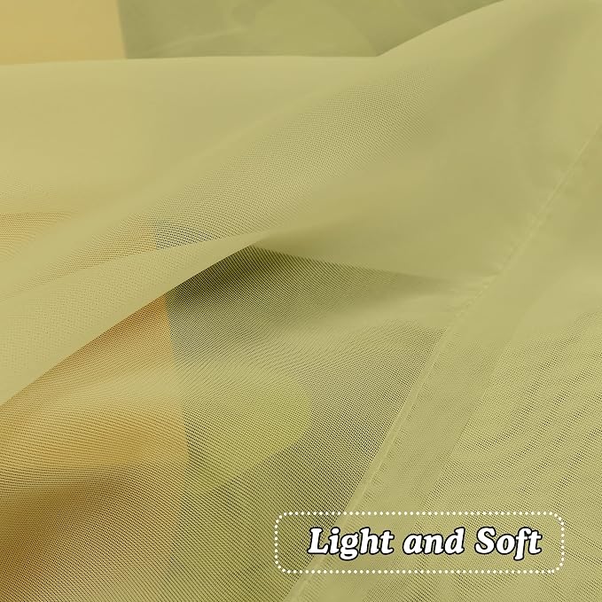 Mustard Yellow Sheer Curtains, 36 inch 2 Panels Set, Light Filtering Short - Image 5