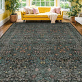 Vintage Dark Green Living Room Rug, 8x10 Washable Area Rugs by HazoHaus