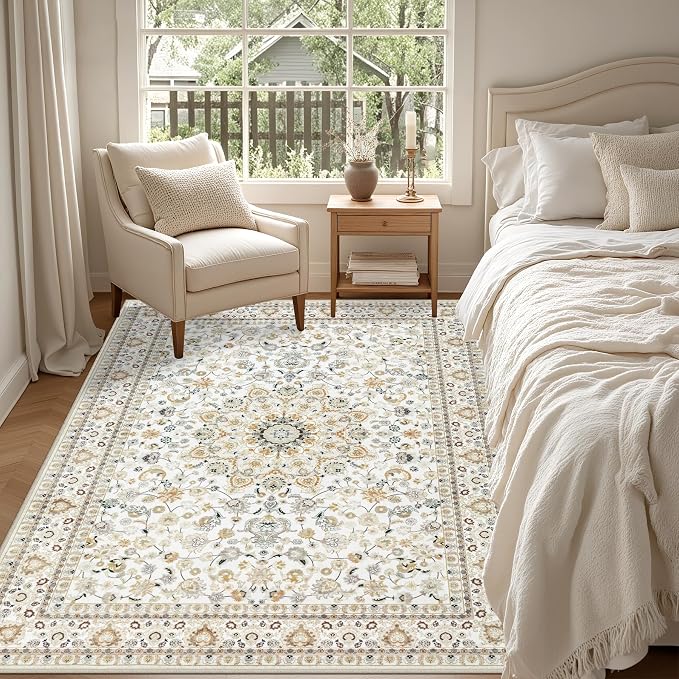 5x7 Area Rugs Living Room: Washable Vintage Rug - Image 4