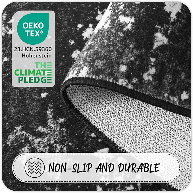 Black Washable Rug 5x7 Area Rugs - Image 5