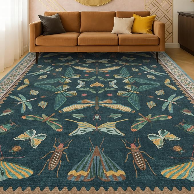 Insect Teal Green 5x7 Area Rug for Living Room - Image 8