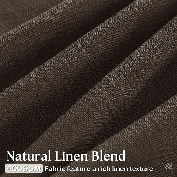 Dark Chocolate 84 Inch Pinch Pleated Semi Sheer Linen Curtains 2 Panels | - Image 3
