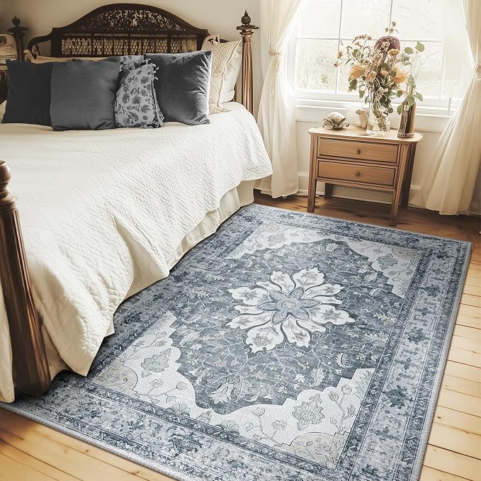 RELEANY Washable Area Rug, Water Repellent, Pet Friendly, Vintage Floral Boho - Image 3