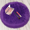 Faux Sheepskin Round Fluffy Rug Small 2ft Furry Purple Fur Circle Rugs by TENNOLA