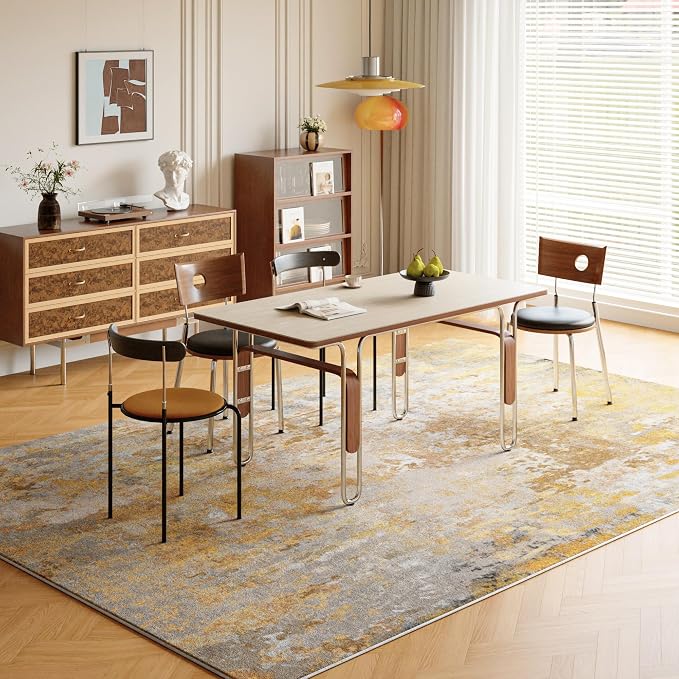 Beige Gold Washable Rug 5x7 Area Rugs - Image 3