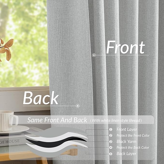 KangBang Light Grey Pinch Pleated Blackout Curtains 84 Inch Length 2 Panels Set, Faux Linen Thermal Insulated Pleated Drapes with Hooks for Bedroom Living Room, Elegant Modern Decor, 42" W x 84" L