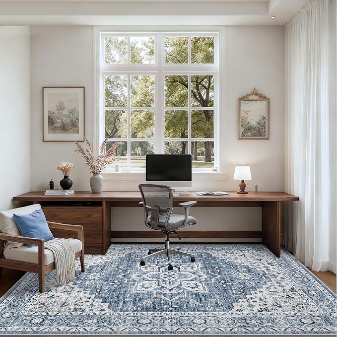 5x7 Area Rugs Living Room: Washable Vintage Rug - Image 9