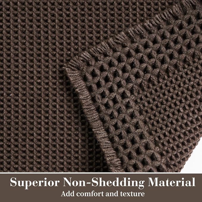 RESARE Waffle Bath Mat for Bathroom Non Slip Bathroom Rugs 17x24 Dark Brown | - Image 2