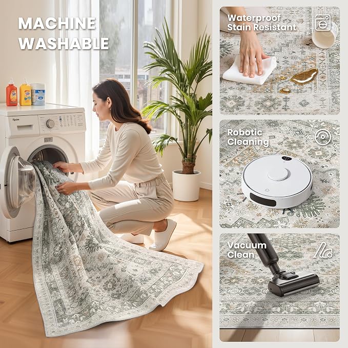 6x9 Area Rugs for Living Room, Large Washable Rug, Dining Room, Low Pile - Image 5