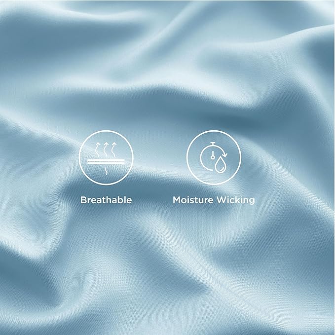 Bedsure Full Size Bed Sheets, Cooling Sheets, Rayon Derived from Bamboo, Breathable & Soft, Deep Pocket Up to 16 Inches, Hotel Luxury Silky Bedding for Hot Sleepers, Aqua