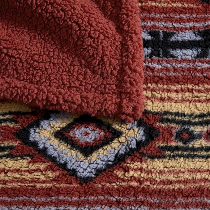 Wrangler - Reversible Throw Blanket, 50 x 60, Printed Sherpa Fleece Blanket - Image 4
