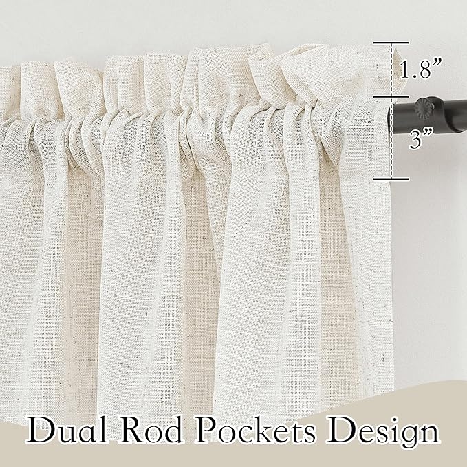 RYB HOME Linen Sheer Curtains 84 inches Long, Semi Sheer Curtains for Living Room Bedroom Privacy Soften Sunlight Drapes for Farmhouse Cafe Dining Room, W 52 x L 84, Linen, 2 Panels