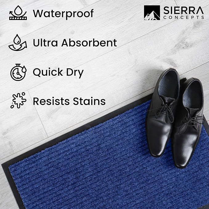 Front Door Mat Indoor Outdoor Welcome Entryway Entrance Doormat, 48x36 Blue | - Image 6