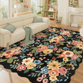 DUKINO 8x10 Area Rug for Living Room, Floral Washable Rug Non Slip, Low Pile by DUKINO