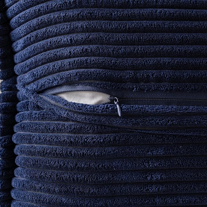 MIULEE Navy Blue Corduroy Decorative Euro Sham Pillow Covers 24x24 Inch - Image 3