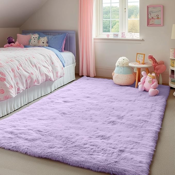 Fluffy Soft Purple Rug 5x7 Ft, Shaggy Rugs - Image 8