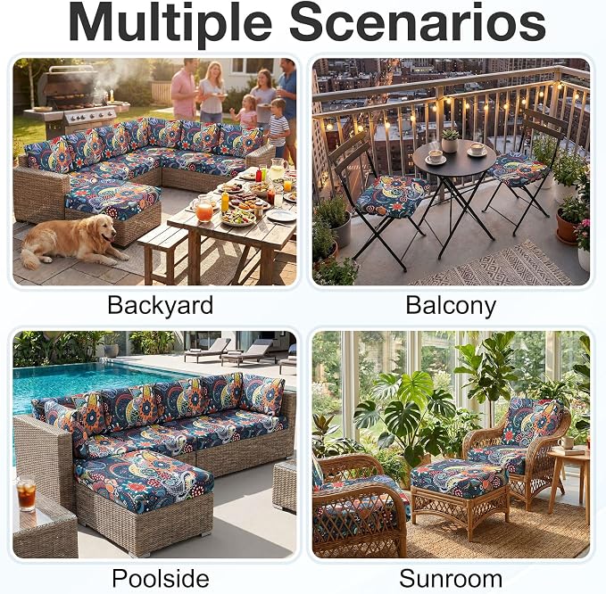 Waterproof Outdoor Cushion Covers, Stretch Patio Slipcovers | UV Resistant - Image 5
