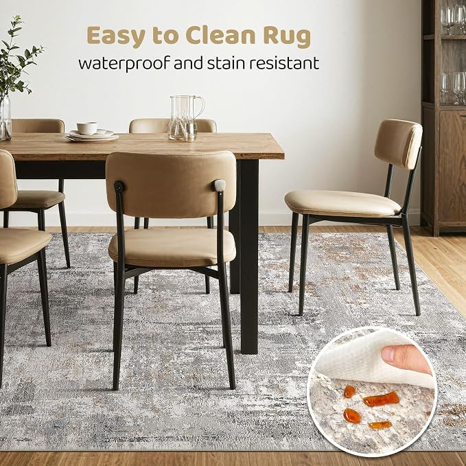 LOONGRUG 6x9 Area Rugs Washable Neutral Modern Living Room Rug Grey Rust | - Image 6