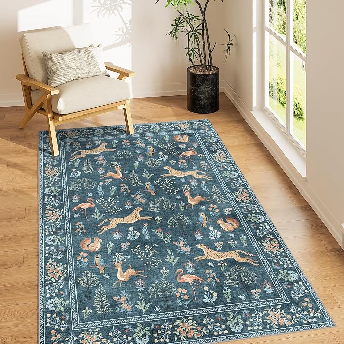 DUKINO 4x6 Area Rug, Non Slip Animal Washable Rug by DUKINO