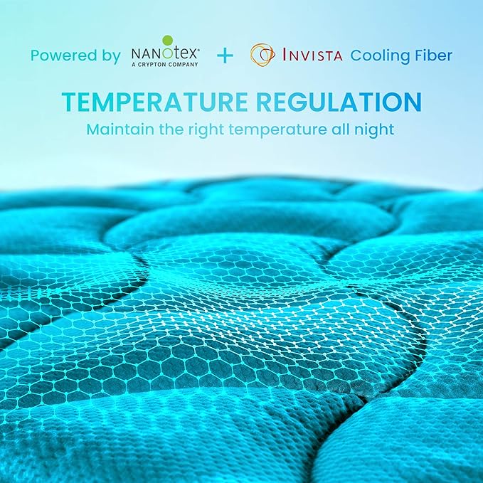SLEEP ZONE King Size Cooling Mattress Pad, Premium Zoned Quilted Fitted Mattress Topper, Elastic Mattress Protector Cover, Machine Wash Durable, Deep Pocket 8-21 inch, Teal, King