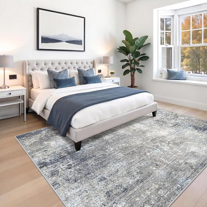 9x9 Square Rug for Living Room Washable Non-Slip, Soft Modern Neutral Carpet - Image 3