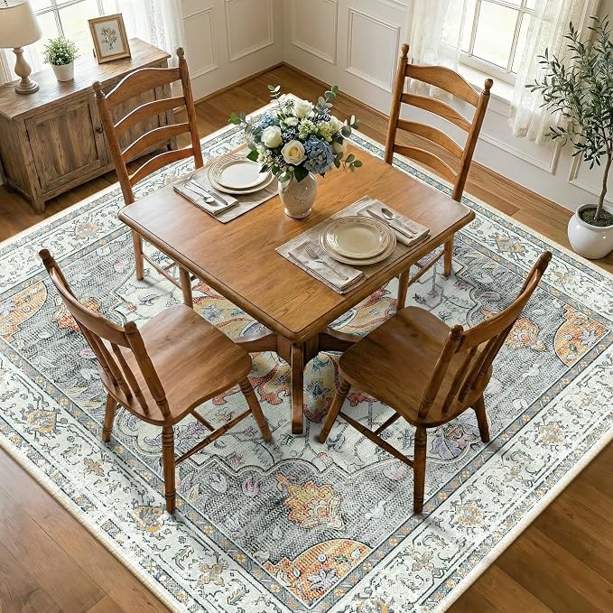 RELEANY Washable Area Rug, Square 7'x7', Water Repellent, Pet Friendly by RELEANY
