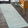 JONATHAN Y Khalil Modern Berber Stripe Turquoise/Cream Runner Rug, Contemporary by JONATHANY