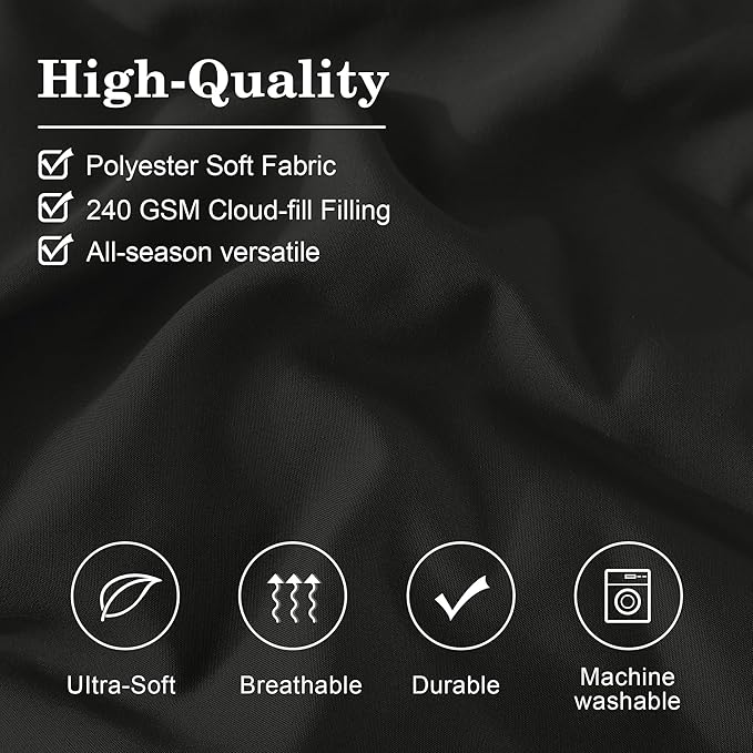 Monbix California King Size Comforter Set - 7 Pieces Bed in a Bag California King, Black Bedding Sets with Comforter, All Seasons Down Alternative Comforter Bed Set with Sheets, Pillowcases & Shams