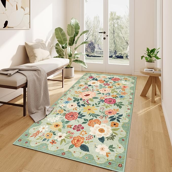 DUKINO 3x6 Runner Rug, Non Slip Floral Washable Rug - Image 8