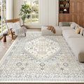 7x9 Area Rugs for Living Room, Large Washable Rug, Dining Room, Low Pile by Zesthome