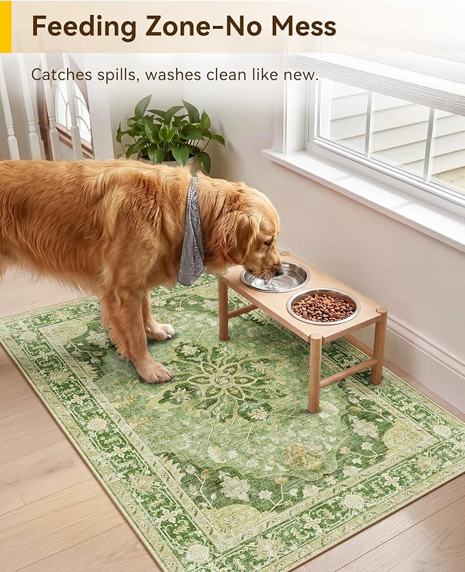 RELEANY Washable Area Rug, Small 2'x3', Water Repellent, Pet Friendly, Vintage - Image 4