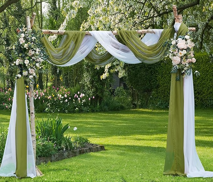 Warm Home Designs Sage Green Sheer Window Scarf. All Valance Scarfs are 54 X 216 Inches. Great As Wedding Arch Draping Fabric, Bed Canopy Or for Decorative Project. AM Sage 216