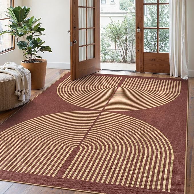 Lahome Modern Rainbow Easy Jute Outdoor Rug 5x7 by Lahome