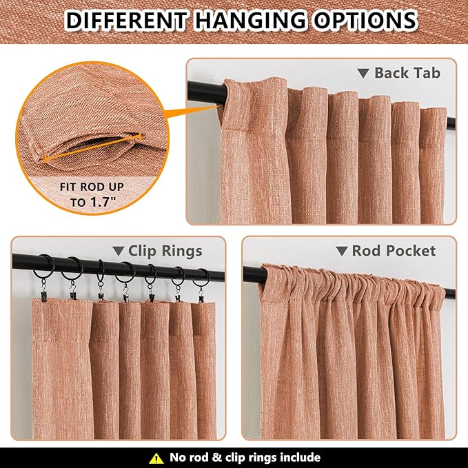 MYSKY HOME Burnt Orange Curtains - Image 3