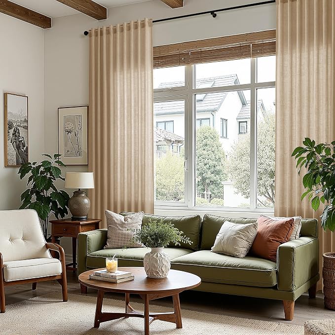 Sand Beige Linen Curtains 84 Inch Length - Image 7