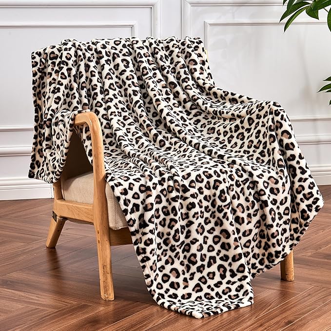 Edenleaf Leopard Print Blanket Fleece Throw by Edenleaf