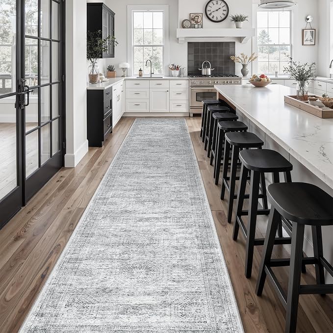 Soalmost Hallway Runner Rug 2'6" x 16' Washable Long Kitchen Rugs Grey | - Image 3