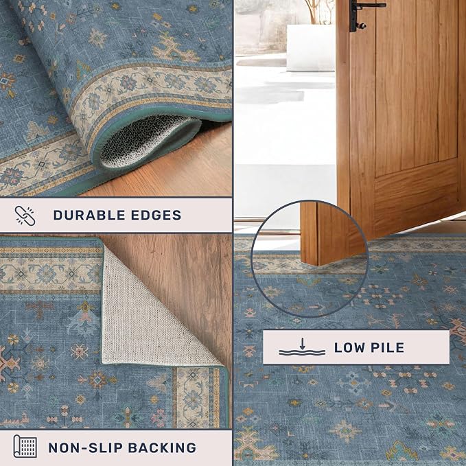 Blue Boho 3x20 Extra Long Hallway Runner Rug - Image 4