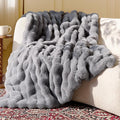 Ultra Soft Cozy Faux Fur Throw Blanket, Fuzzy Plush Thick Bubble Blanket by blunique