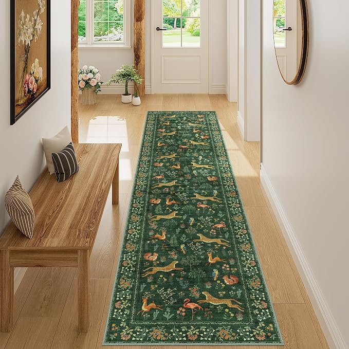 DUKINO 2x8 Washable Runner Rug, Non Slip Animal Kitchen Runner Rug, Low Pile - Image 5