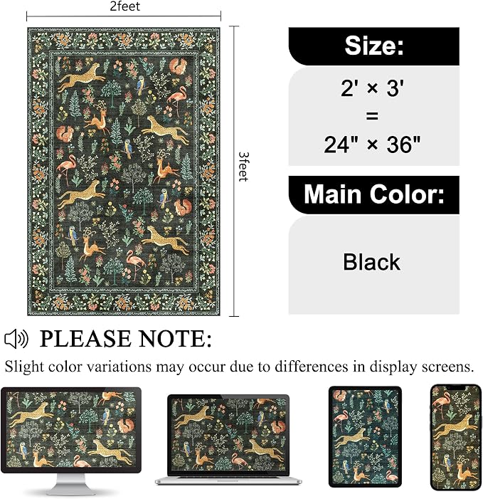 DUKINO 2x3 Rug, Animal Door Mat Washable Rug - Image 2