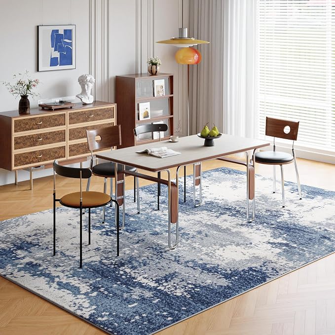 Blue Washable Rug 5x7 Area Rugs - Image 3