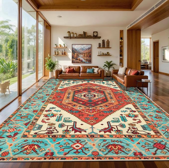 SERISSA 10x14 Washable Non Slip Boho Area Rug by SERISSAHomeDecorCollection