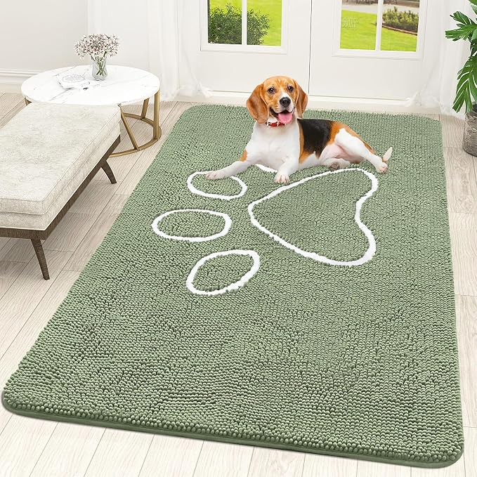OLANLY Dog Door Mat for Muddy Paws 70x46, Paw Print Design Chenille Mud Mat | by OLANLY