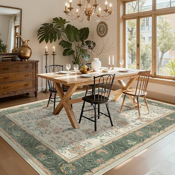 GarveeHome 10x13 Large Living Room Rug Sage Green Washable Area Rug Soft | Non - Image 7