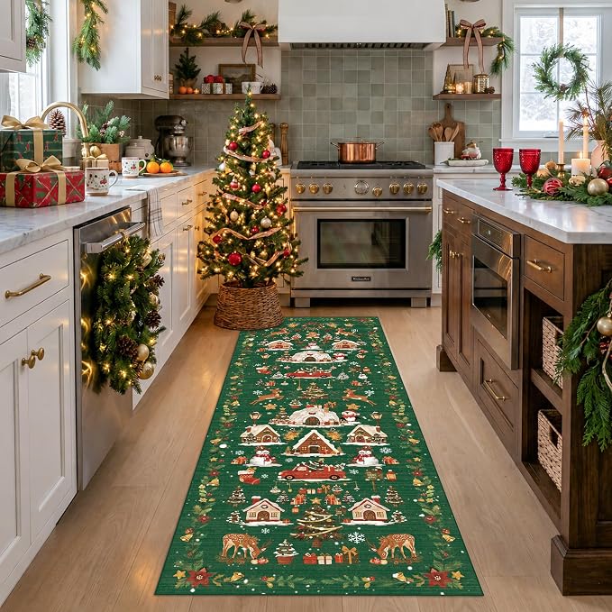 2x5 Christmas Runner Rug for Hallway by HYHAOYUNLAI